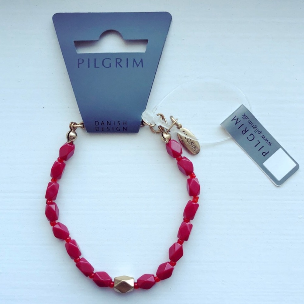 Red & gold beaded Pilgrim Danish Design bracelet